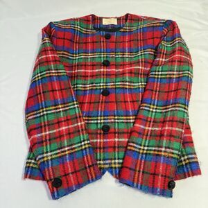 80’s Vintage Pendleton Jacket Womens 10 Tartan Plaid 100% Wool Made In USA